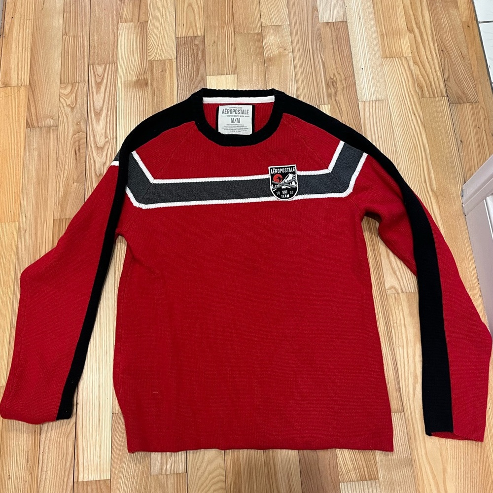 Vintage Aeropostale Red and Black Crewneck Sweater